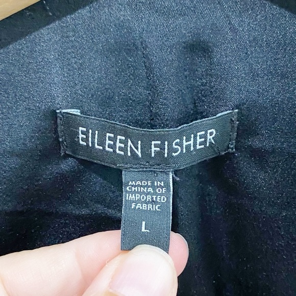 EILEEN FISHER Tropical Suiting Eco Poly Black Shaped Jacket Blazer Size Large - Picture 9 of 12